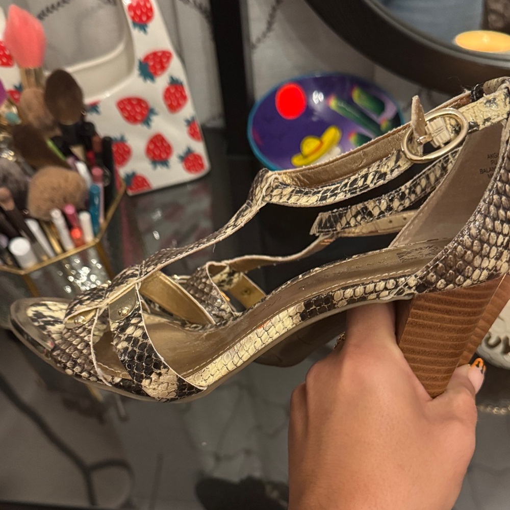 Anne Klein Snake Print Sandals - Cream‎ and Brown - Picture 8 of 8